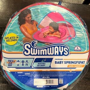 SwimWays Kids Swim One Piece with Sun Canopy - Pink
